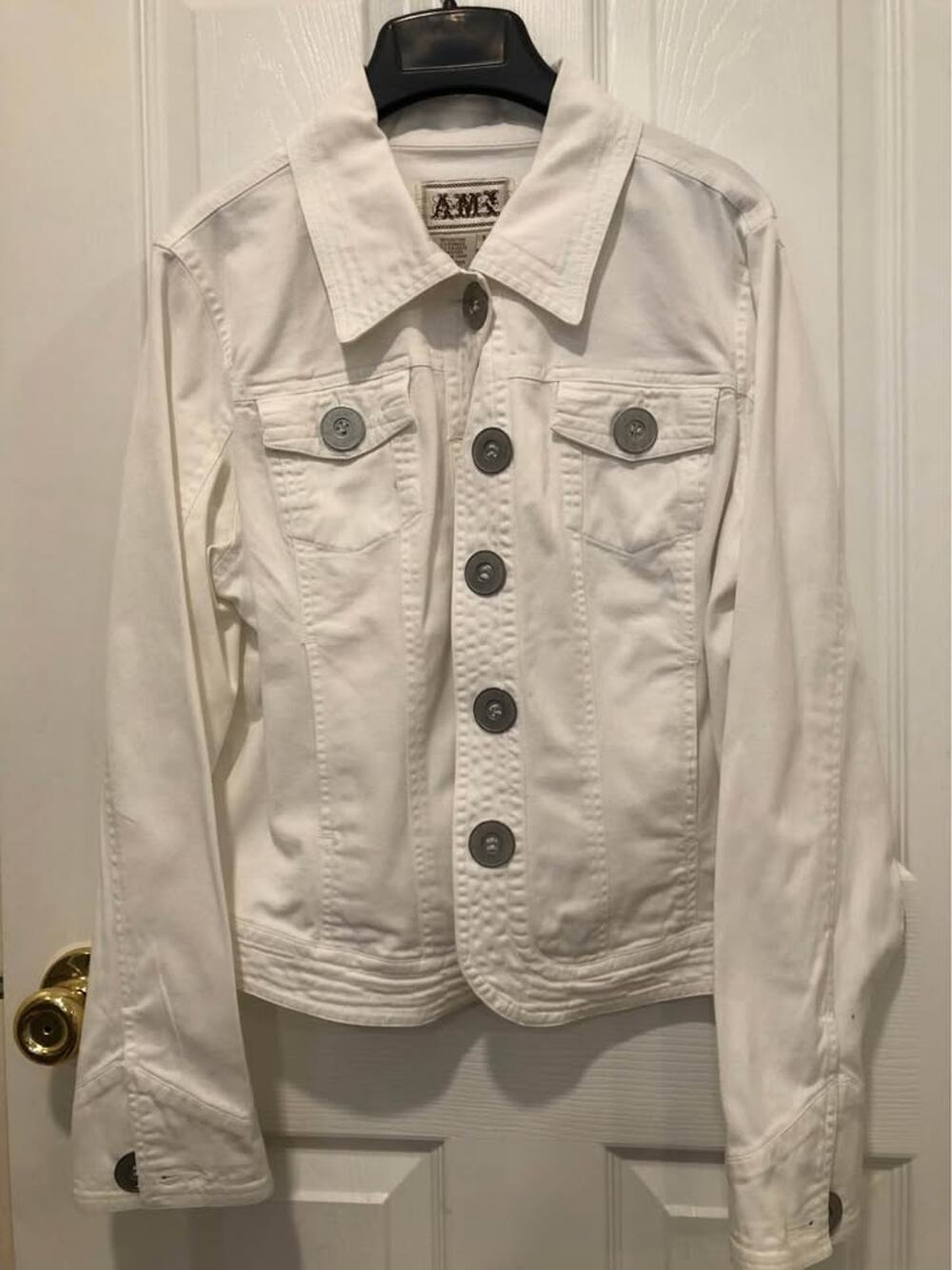 Vintage A.M.I. Women's White Denim Button Stretch Jacket